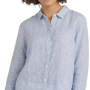 Hartford Ligthweight Cotton Button Up Shirt Semi-sheer Blouse sz M